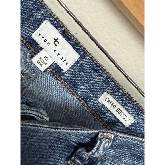 True Craft Cargo Bootcut Stretch Denim Jeans Womens Size 12 Mid Rise Gorpcore - Picture 4 of 11